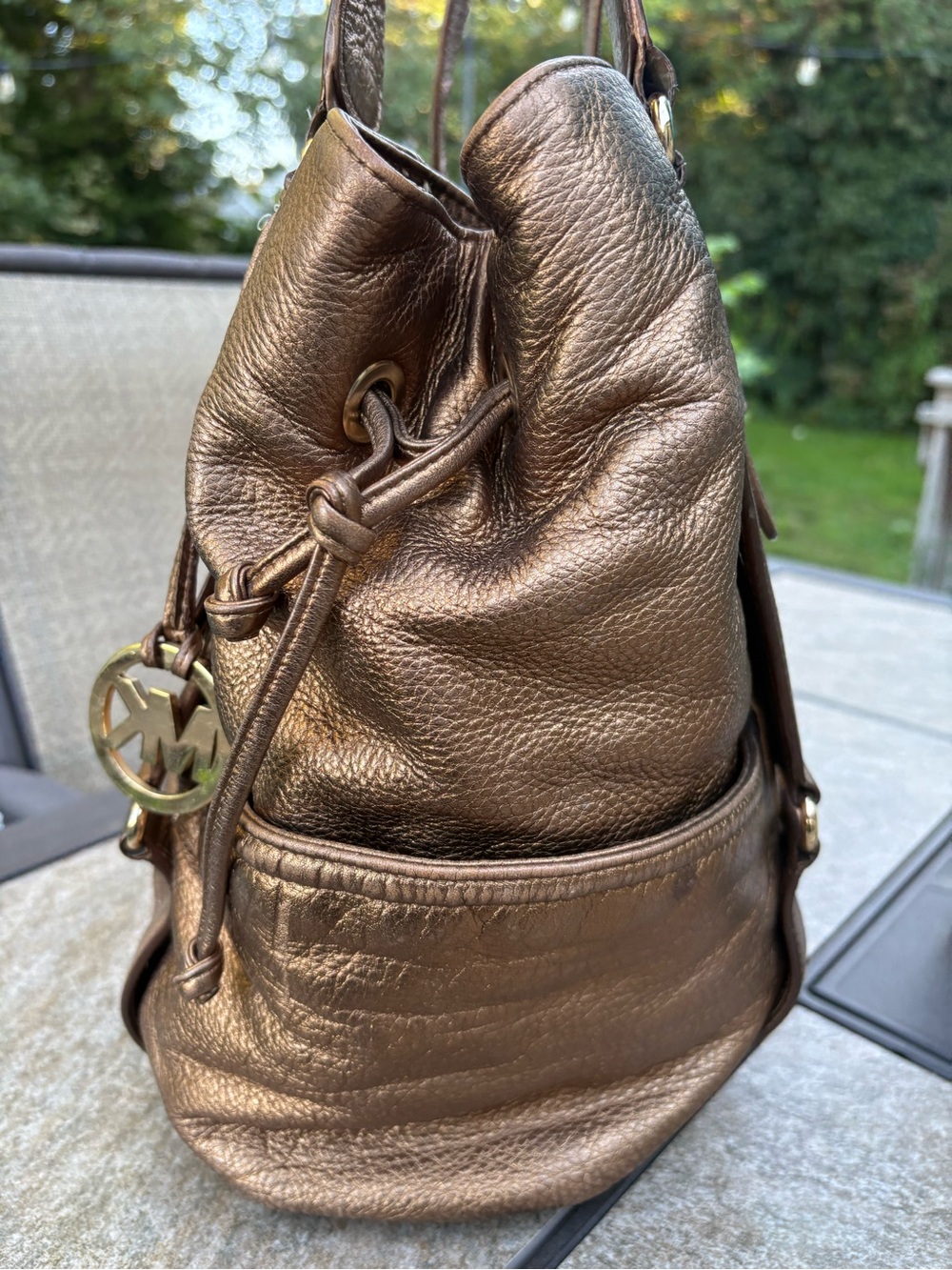 Michael Kors Metallic Brown Leather Satchel - Picture 3 of 16